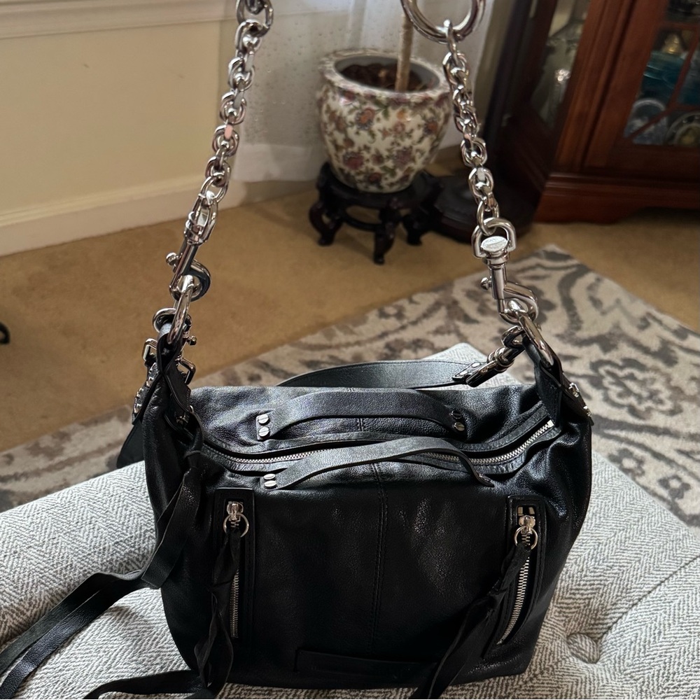 Alexander McQueen Black Leather Crossbody Bag mini hobo - Picture 6 of 14